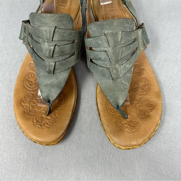 Born Karis D60504 Blue Leather Thong Wedge Sandals Women's US Size 9 - Picture 5 of 12